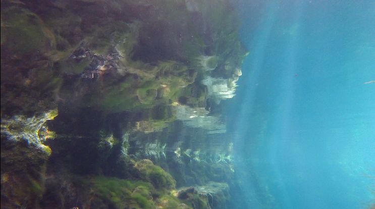 blue water under water